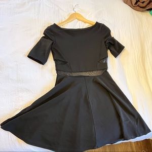 Brandless mesh panel skater a line black dress size medium